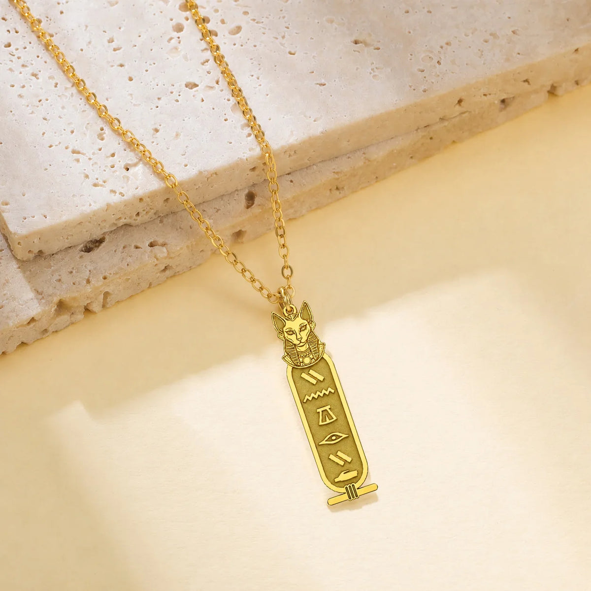Custom Bastet Cartouche Necklace.