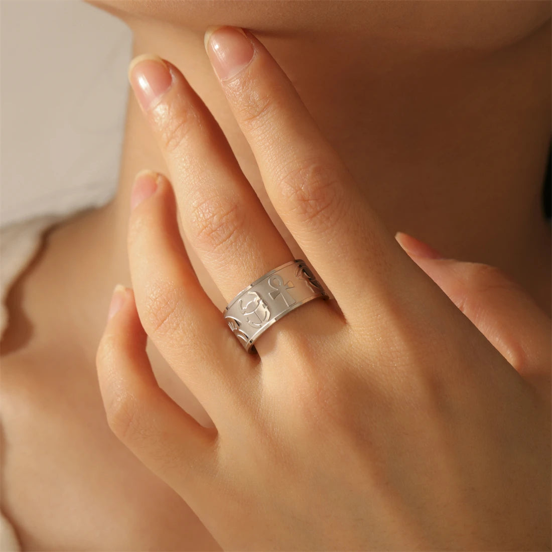 Ankh Cross Eye of Horus Sphinx Rings.