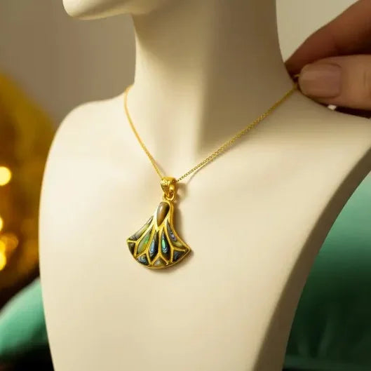 Gold Egyptian Lotus Lily Necklace.