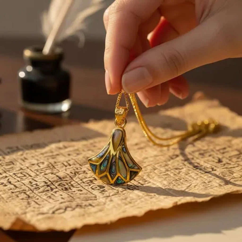 Gold Egyptian Lotus Lily Necklace.