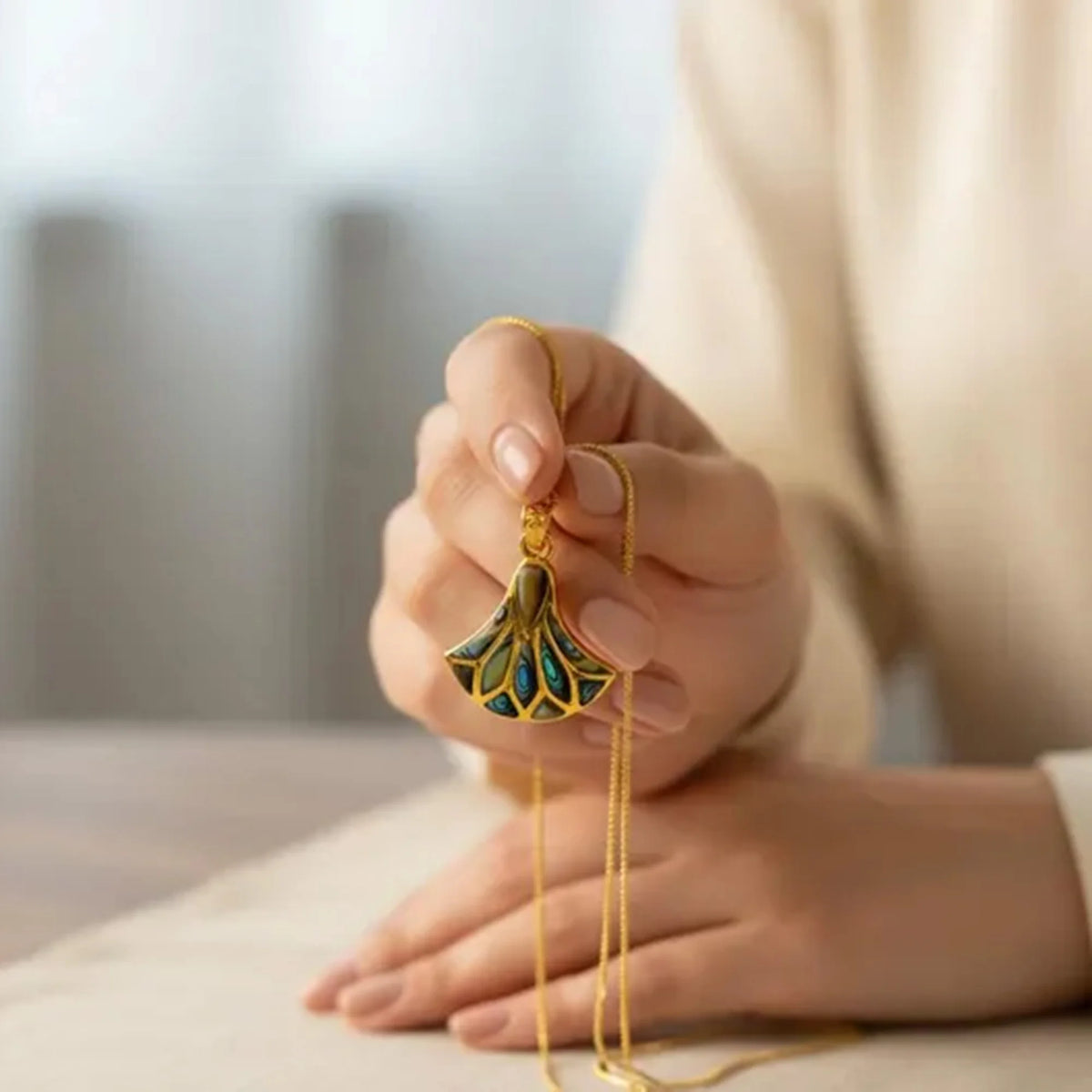 Gold Egyptian Lotus Lily Necklace.