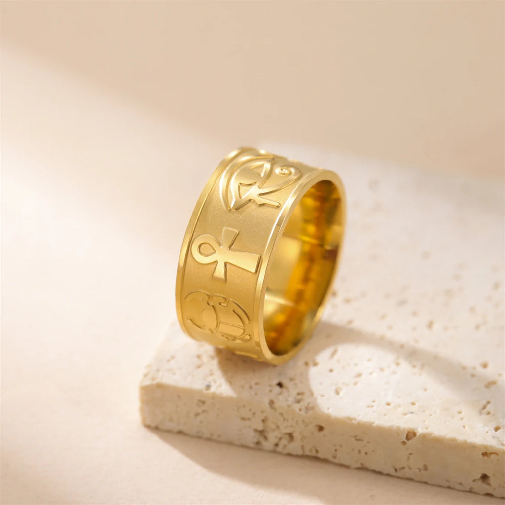 Ankh Cross Eye of Horus Sphinx Rings.