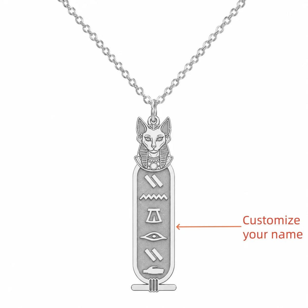 Custom Bastet Cartouche Necklace.