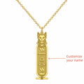 Custom Bastet Cartouche Necklace.
