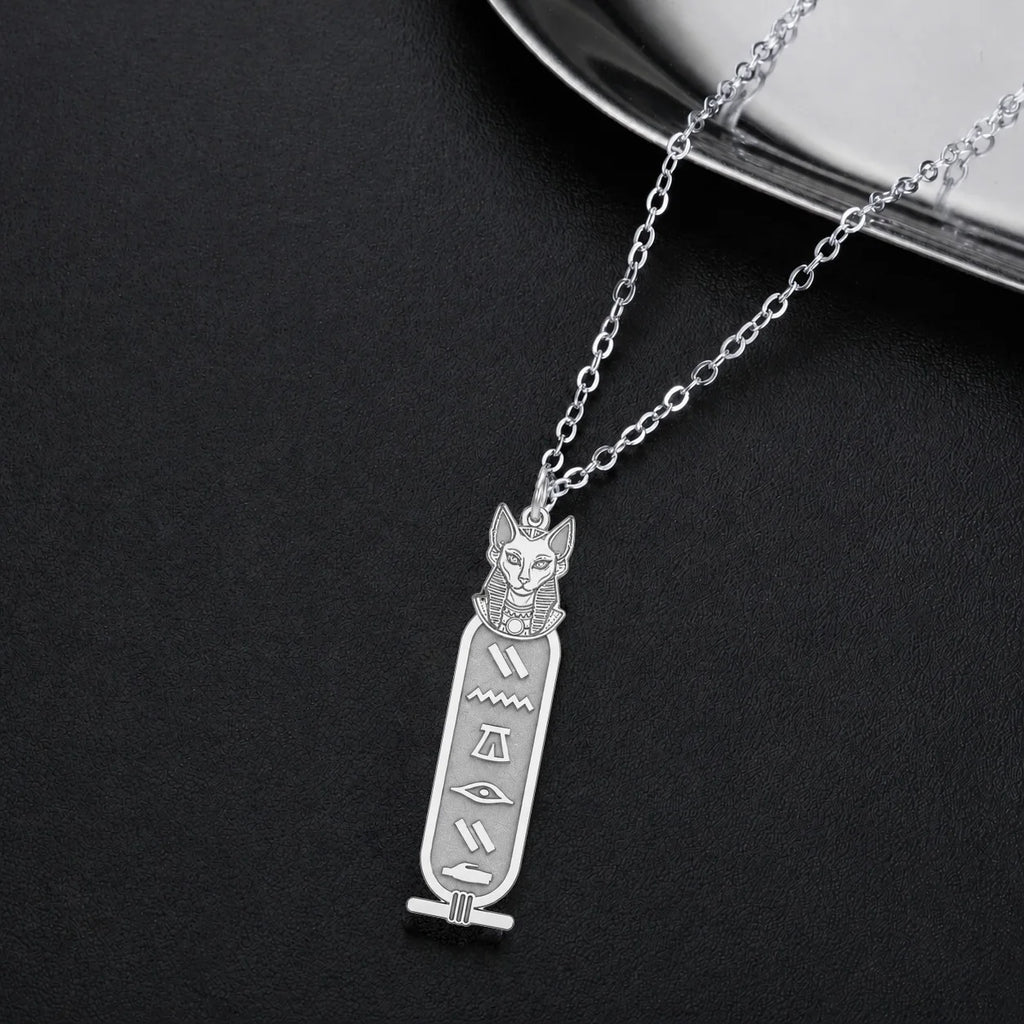 Custom Bastet Cartouche Necklace.