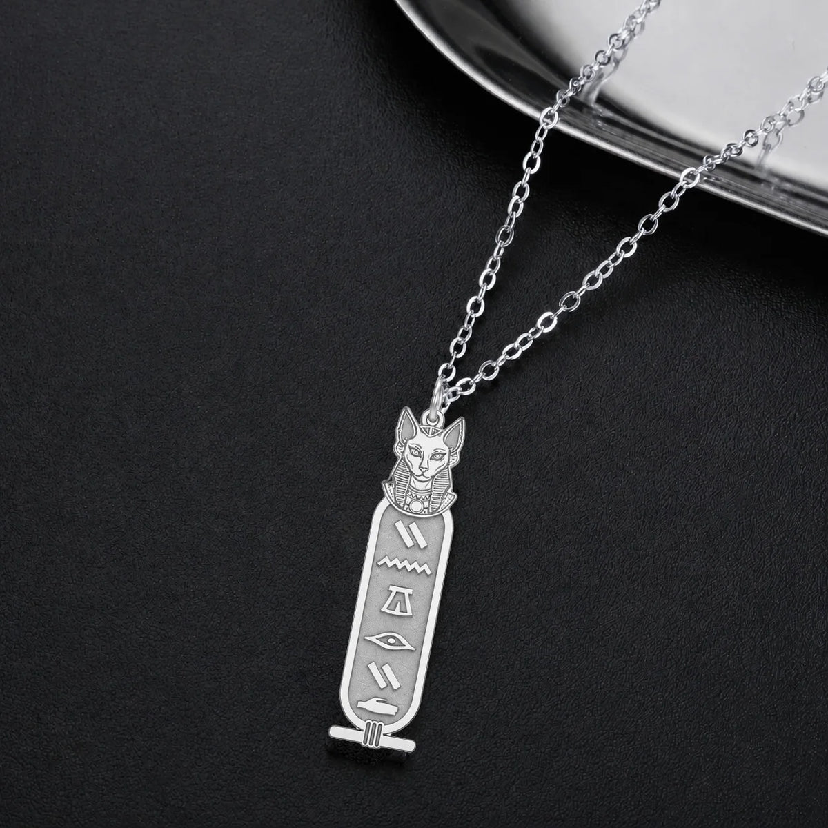 Custom Bastet Cartouche Necklace.