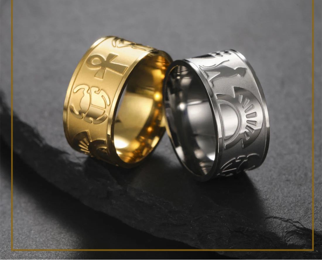 Ankh Cross Eye of Horus Sphinx Rings.