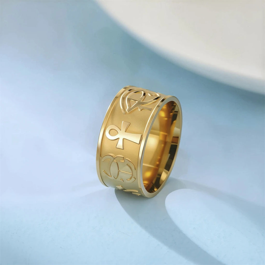 Ankh Cross Eye of Horus Sphinx Rings.