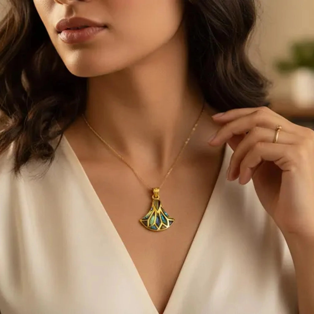 Gold Egyptian Lotus Lily Necklace.