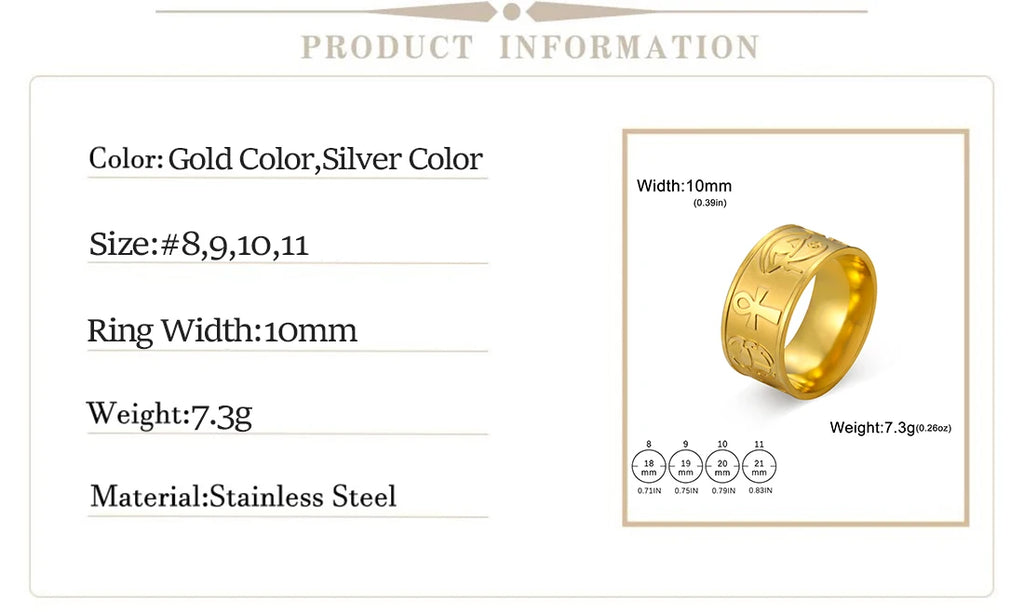 Ankh Cross Eye of Horus Sphinx Rings.
