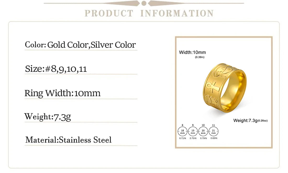 Ankh Cross Eye of Horus Sphinx Rings.
