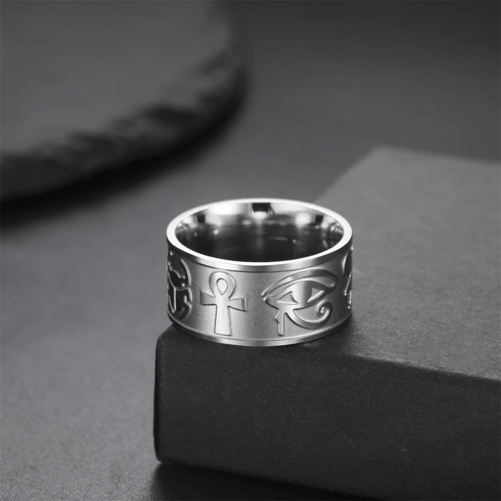 Ankh Cross Eye of Horus Sphinx Rings.