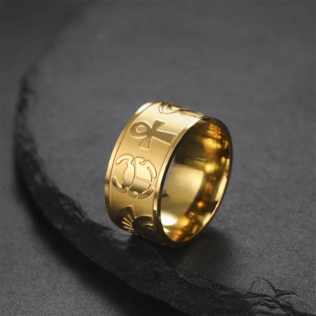 Ankh Cross Eye of Horus Sphinx Rings.